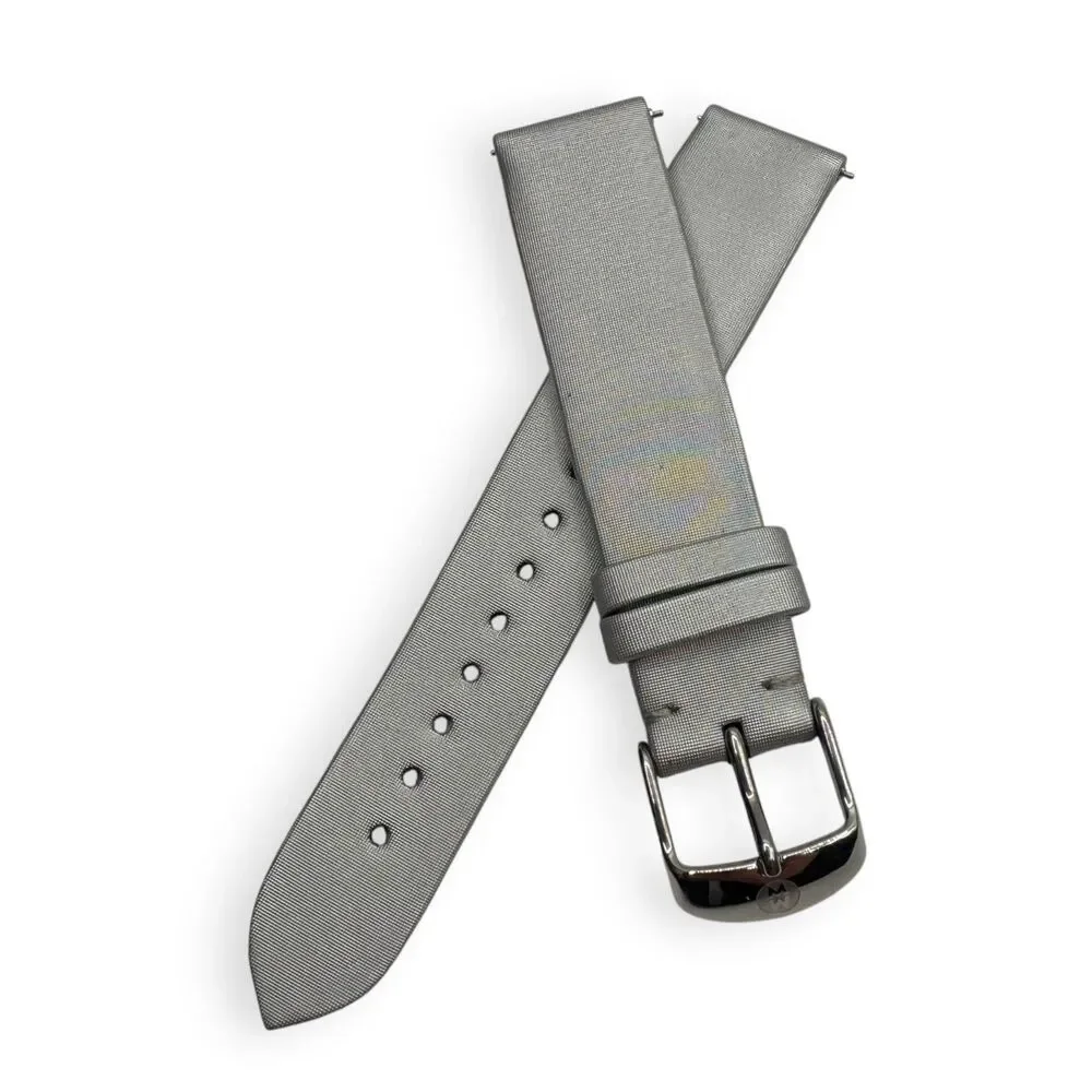 MICHELE 18mm Silver Gray Satin Replacement Watch Strap Rare NWOT with Pouch